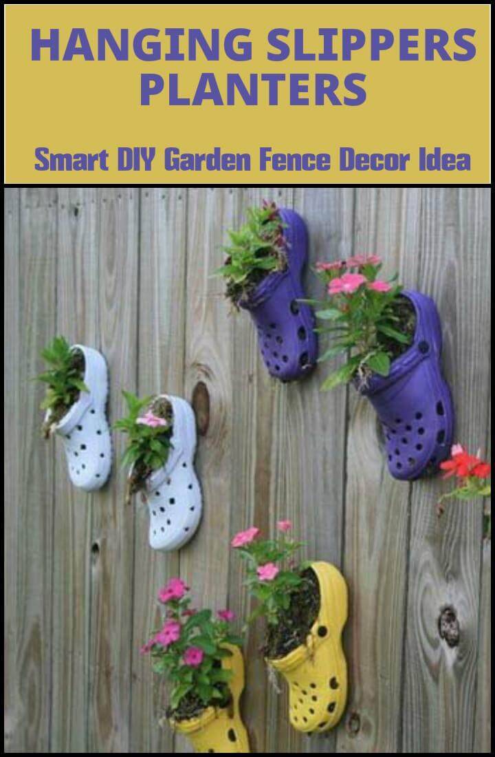 reclaimed slippers into fence planters